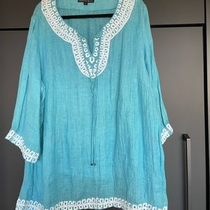 Lafayette 148 Turquoise Linen Tunic